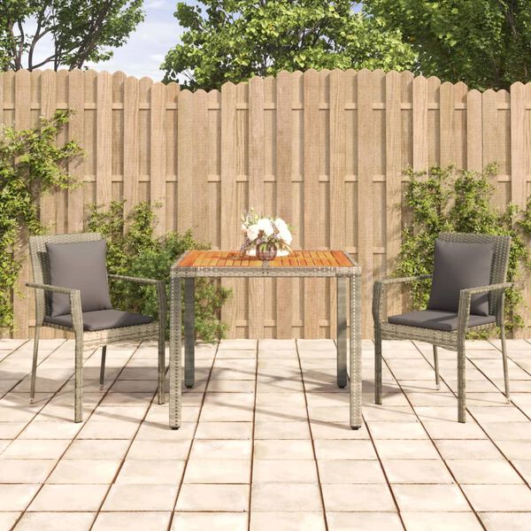 vidaXL Set da Pranzo da Giardino 3 pz con Cuscini in Polyrattan Grigio