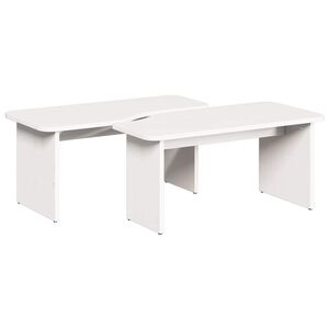 vidaXL Tavolino da salotto 2 pcs Bianco Legno di pino massello