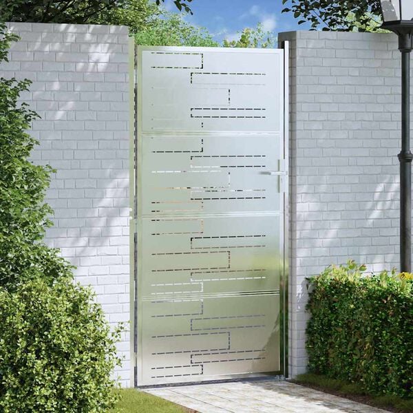 vidaXL Cancello da giardino Argento 96 x 200 cm Acciaio inossidabile
