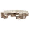 vidaXL Set Divano da Giardino 14 pz Beige e Bianco Crema polyrattan