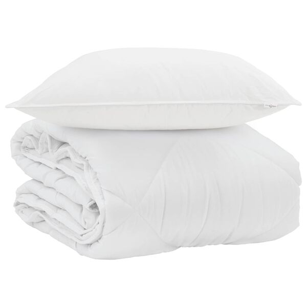 vidaXL Duvet Estivo con cuscino 2 pcs Bianco Microfibra