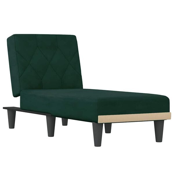 vidaXL Chaise Longue in Velluto Verde Scuro