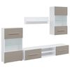 vidaXL Mobile TV 5 pz con Illuminazione a LED Grigio Pietra Truciolato