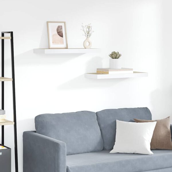 vidaXL Scaffali a Parete 2 pz Rovere e Bianco 60x23,5x3,8 cm in MDF