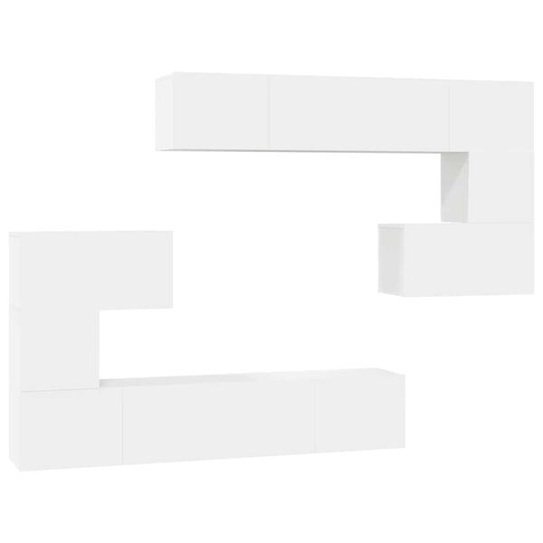 vidaXL Set Mobili Porta TV 8 pz Bianco in Legno Multistrato