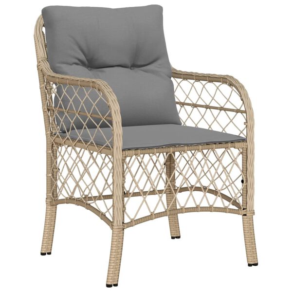 vidaXL Set Pranzo da Giardino 9 pz con Cuscini Beige Misto Polyrattan