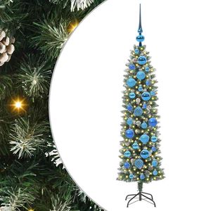 vidaXL Albero di Natale Artificiale Sottile Verde e Bianco 120 cm