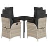 vidaXL Set Pranzo da Giardino 5pz con Cuscini Grigio Chiaro Polyrattan