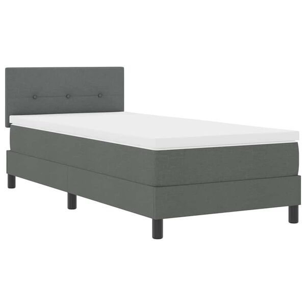 vidaXL Letto a molle con materasso Grigio scuro 90 x 200 cm Tessuto