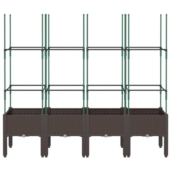 vidaXL Fioriera da Giardino con Traliccio Marrone 160x40x142,5cm in PP