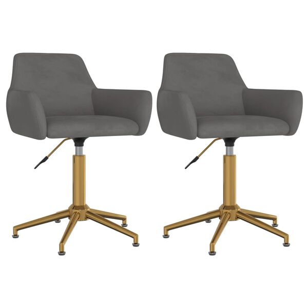 vidaXL Sedie da Pranzo Girevoli 2 pz Grigio Scuro in Velluto