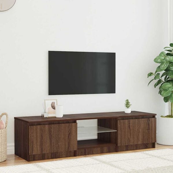 vidaXL Mobile Porta TV con Luci LED rovere marrone 140x40x36 cm