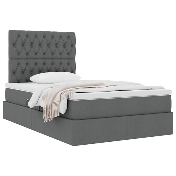 vidaXL Letto con contenitore e materasso Grigio scuro 120 x 190 cm