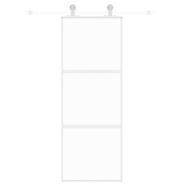 vidaXL Porta Scorrevole Bianca 76x205 cm Vetro Temperato e Alluminio