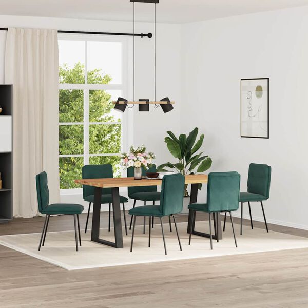 vidaXL Sedie da Pranzo 6 pz Verde Scuro in Velluto