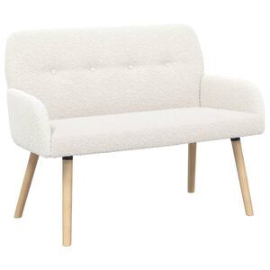 vidaXL Divano a 2 Posti con Gambe in Legno Massello Crema Boucl&eacute;