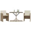 vidaXL Set da Bistr&ograve; 3 pz con Cuscini Beige in Polyrattan