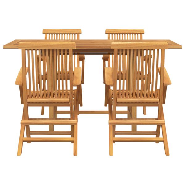 vidaXL Set da Pranzo per Giardino 5 pcs Marrone Legno di teak solido