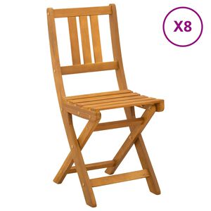 vidaXL Sedie Bistro da Giardino 8 pz Naturale Legno di Acacia Massello