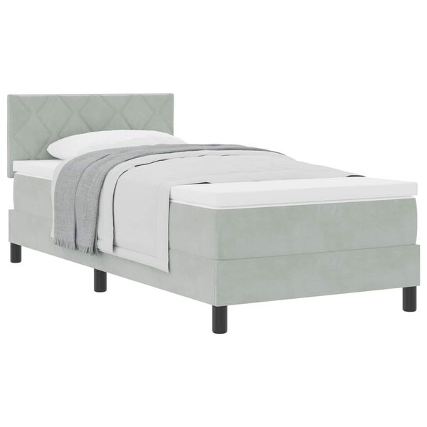 vidaXL Letto a molle con materasso Grigio chiaro 90 x 190 cm Velluto