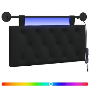 vidaXL Testiera sospesa Con luce LED Nero Tessuto