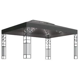 vidaXL Gazebo con Tetto Doppio e Luci LED 3x4 m Antracite