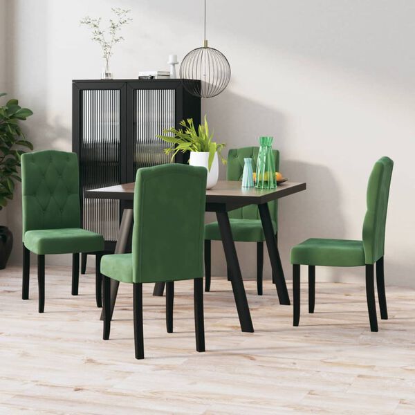 vidaXL Sedie da Pranzo 4 pz Verde Scuro in Velluto