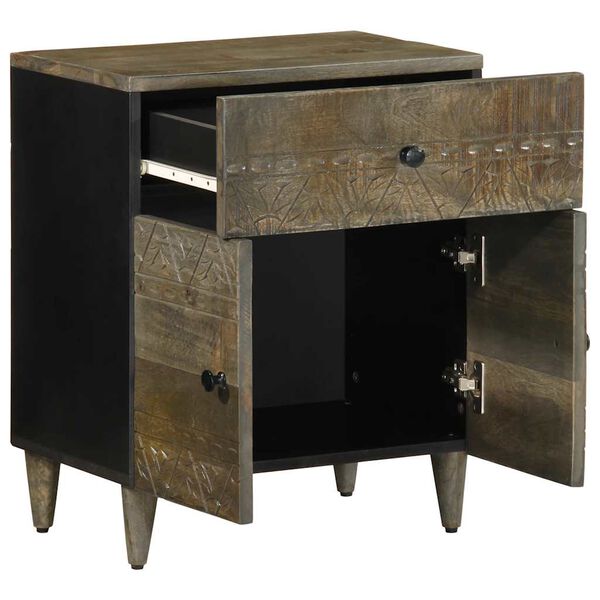 vidaXL Comodino Grigio Chiaro 50x33x60 cm in Legno Massello di Mango