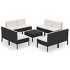 vidaXL Set Divani da Giardino 9 pz con Cuscini in Polyrattan Nero