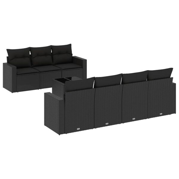 vidaXL Set Divani da Giardino con Cuscini 8 pz Nero in Polyrattan