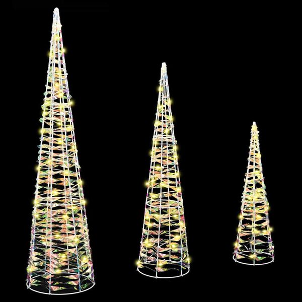 vidaXL Albero di Natale 3 pcs Bianco caldo 20 x 20 x 80 cm PET