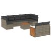 vidaXL Set Divano da Giardino 10 pz con Cuscini Grigio in Polyrattan