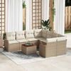 vidaXL Set Divano da Giardino con cuscino 9 pcs Beige polyrattan