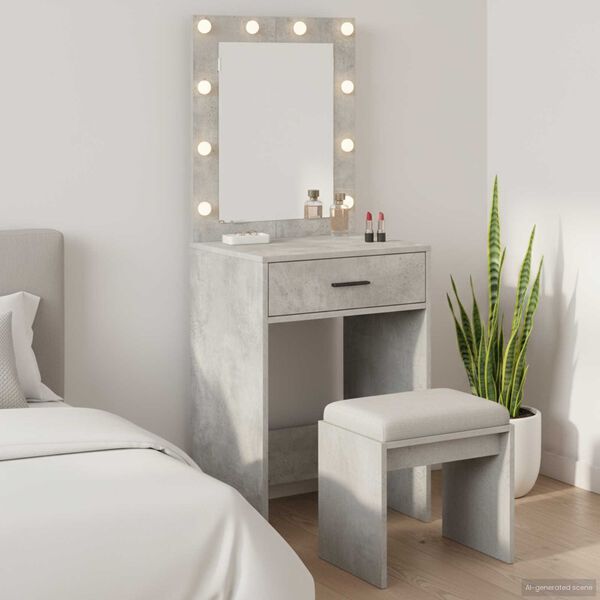 vidaXL Tavolo da trucco con cassetto Grigio cemento 50 x 41 x 135 cm