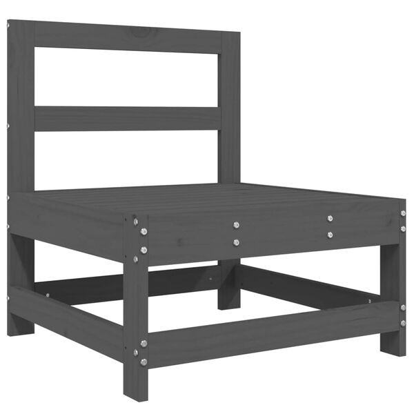 vidaXL Divano Centrale da Giardino Grigio in Legno Massello di Pino