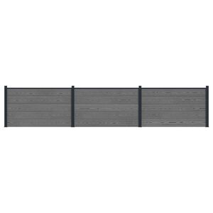 vidaXL Pannello di Recinzione 3 pcs WPC e Alluminio Grigio