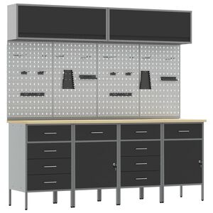 vidaXL Set di mobili da lavoro con cassetto 10 pz Nero