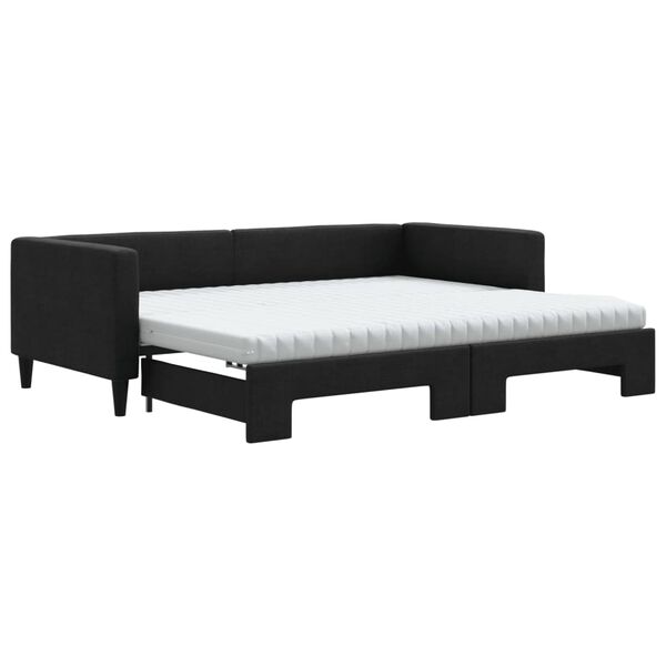 vidaXL Divano Letto Estraibile con Materassi Nero 90x190 cm in Tessuto