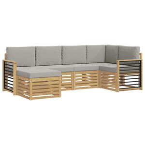 vidaXL Set di divani da esterno 6 pz Bianco e Grigio Chiaro Poliestere