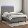 vidaXL Letto a Molle Materasso e LED Grigio Scuro 140x190cm in Tessuto