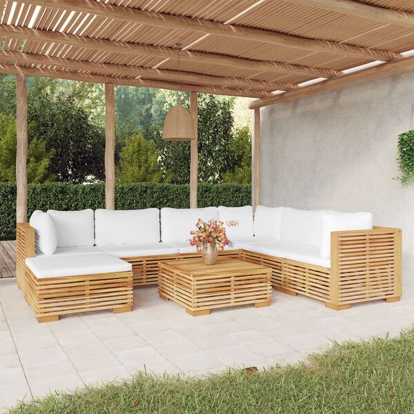 vidaXL Set Divani da Giardino 8 pz con Cuscini Legno Massello di Teak