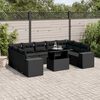 vidaXL Set Divani da Giardino 10pz con Cuscini in Polyrattan Nero