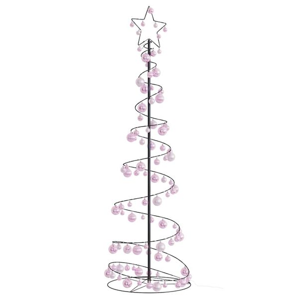 vidaXL Albero di Natale a LED con Palline 120 LED Bianco Caldo 180 cm