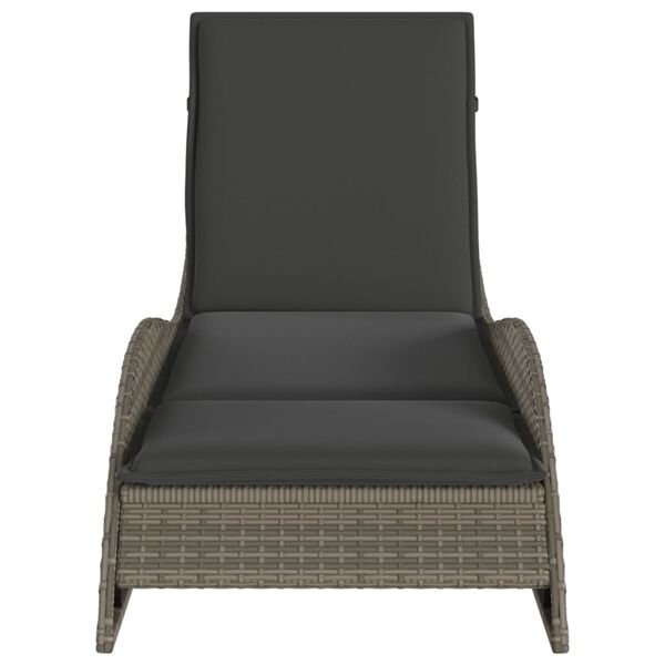 vidaXL Lettino Prendisole con Cuscino Grigio 60x205x73 cm Polyrattan