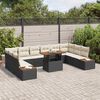 vidaXL Set Divano da Giardino 11 pcs Nero Poly Rattan