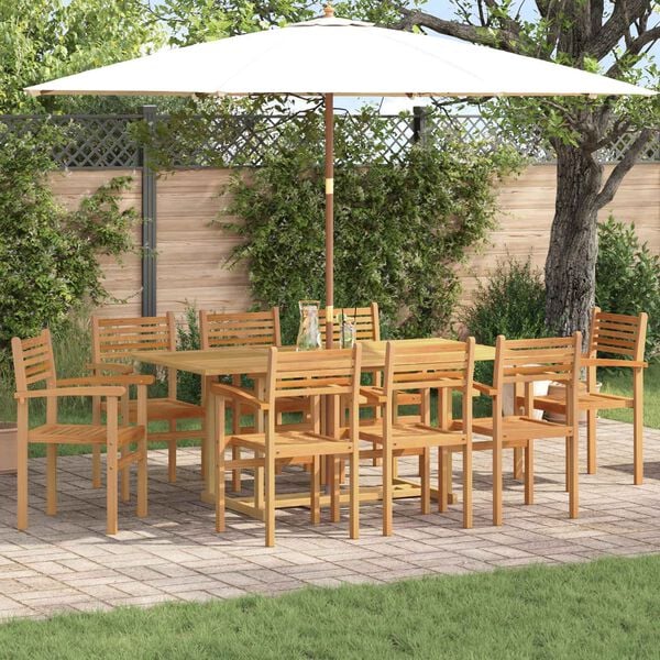 vidaXL Set da Pranzo per Giardino 9 pcs Marrone Legno di teak solido