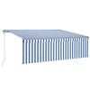 vidaXL Tenda Automatica Parasole Sensore Vento LED 4x3m Blu Bianca
