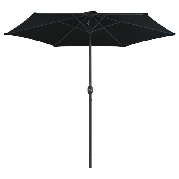 vidaXL Ombrellone da Giardino con Palo in Alluminio 270x246 cm Nero