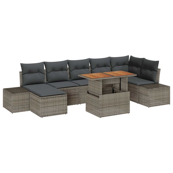 vidaXL Set Divano da Giardino 8 pcs Grigio Poly Rattan