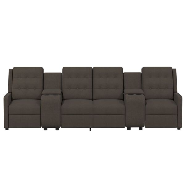 vidaXL Divano Reclinabile 4 Posti e Portabicchieri Marrone in Tessuto
